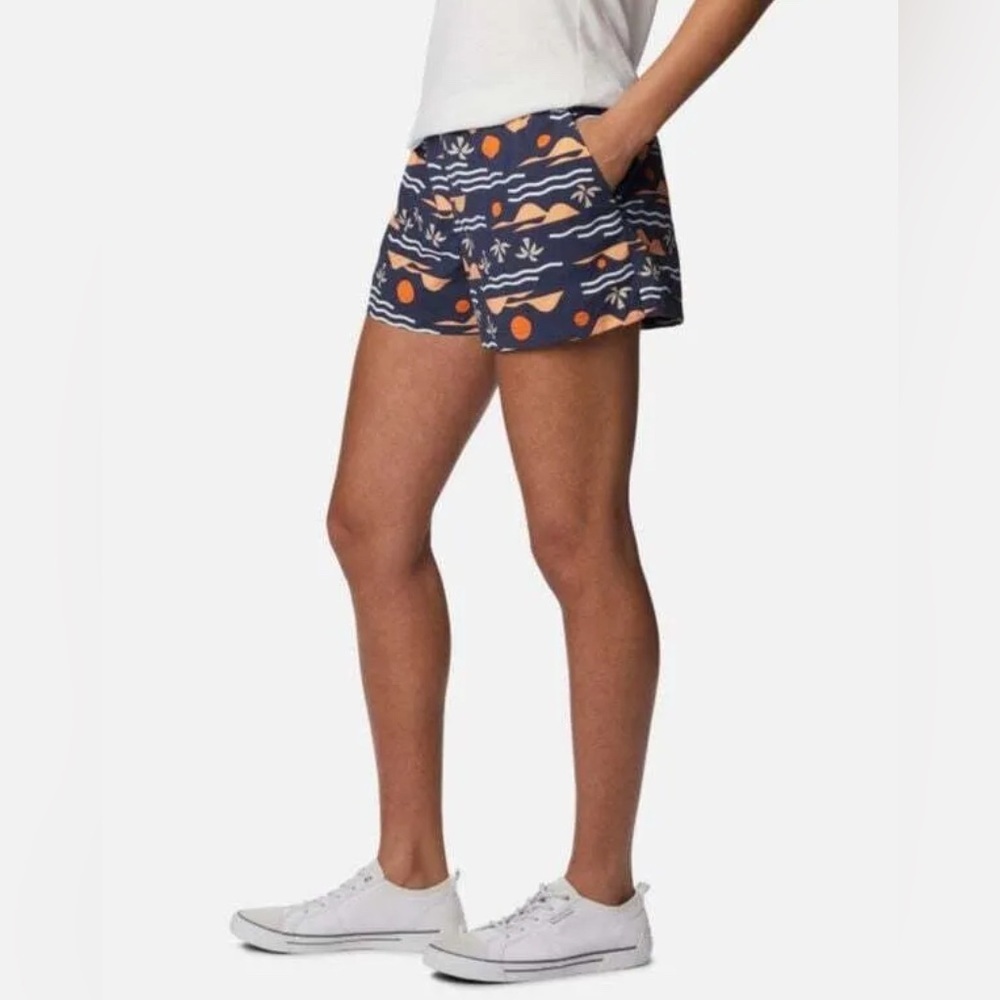 Columbia Sandy River II 3” Blue/Orange Athletic Shorts Nautical Pattern size XL